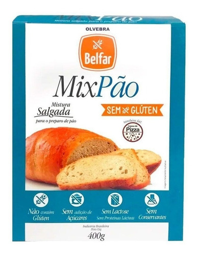 Mistura Mix Pão Sem Glúten Sem Leite E Lactose Belfar 400g
