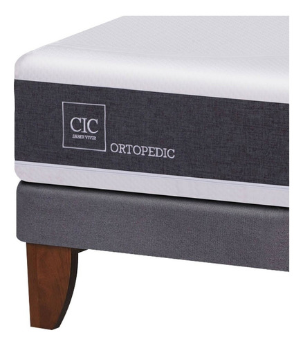 Cama Europea Cic Ortopedic 2 Plazas Color Gris