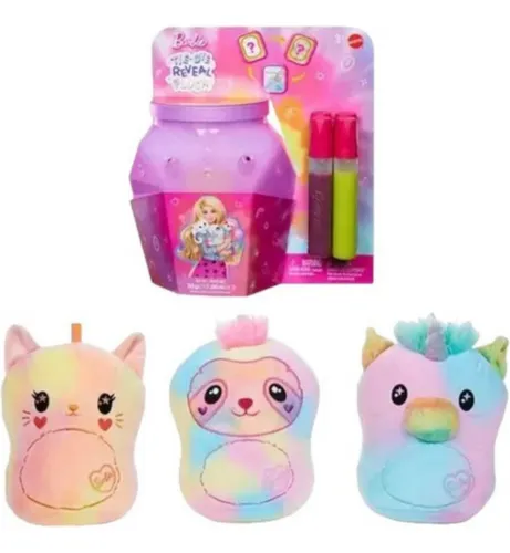 Pelúcia Barbie Tie Dye Reveal Animal De Estimação + 3 Tintas