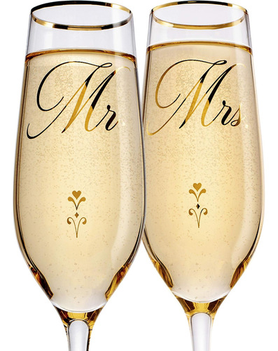 Copas De Champán Para Novios (8 Oz), Copas De Sr. Y Sra. Con