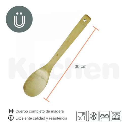 Imagen 2 de 9 de Cuchara De Madera Para Cocina Utensilios