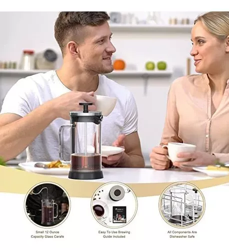 YORSEEK Mini cafetera de prensa francesa, 1 taza, prensa de café de 12  onzas, perfecta para regalos para amantes del café, café matutino, cafetera  de
