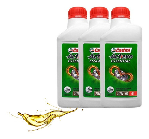 Óleo Moto Castrol Actevo Essential 20w50  (3 Litros) Mineral