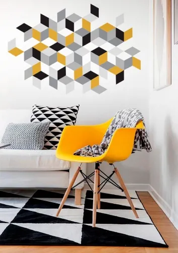 Vinilo Decorativo Minimalista 04. Sticker Gigante Para Muro Color Amarillo