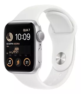 Apple Watch SE GPS - Caja de aluminio plata 40 mm - Correa deportiva blanca - Patrón