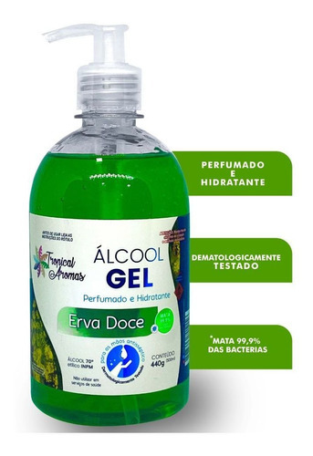 Gel Higienizante Perfuma E Hidrata 500ml Erva Doce Tropical