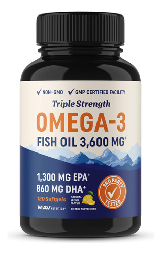 Aceite De Pescado Omega 3 De Triple Fuerza   3600 Mg De Epa 