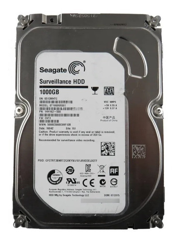 Disco Duro Seagate 1tb 3.5  Sata Iii 5900rpm Para Cctv St100