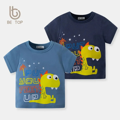 Camiseta De Manga Corta Para Niños Be Top Con Dibujos Animad