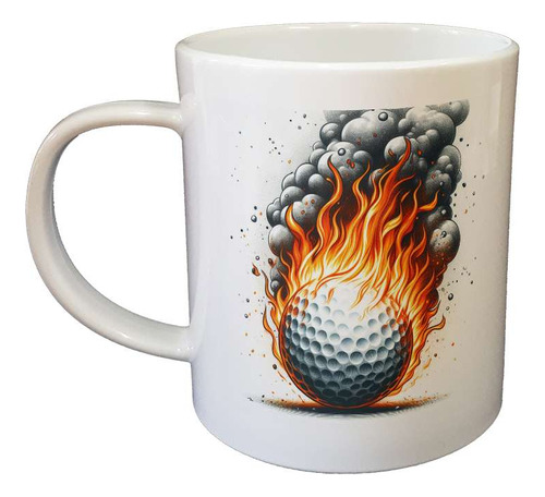 Taza Plastico Pelota De Golf Envuelta Fuego Llamas M4