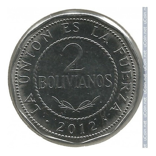 Moneda Bolivia 2 Bolivianos 2012