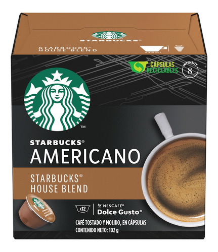 Imagen 1 de 1 de Cápsulas Café Starbucks Gusto House Blend Americano 12 Capsu