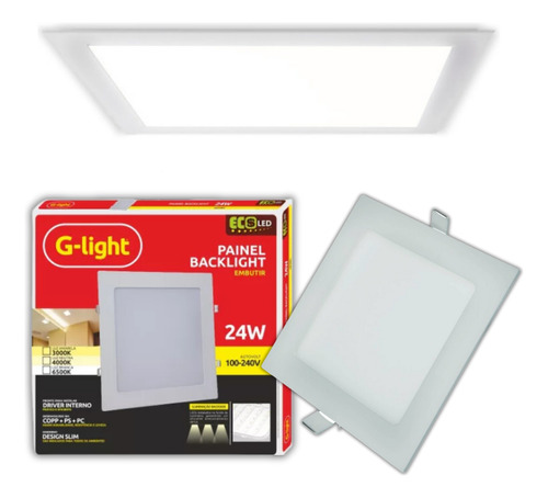 Kit 15 Painel Plafon Led 24w Embutir Quadrado 30x30 3000k