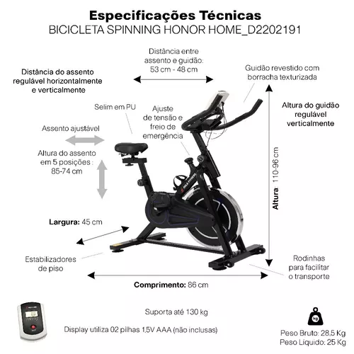 Bicicleta Ergométrica Mile Fitness Para Spinning Preta E Azul 20