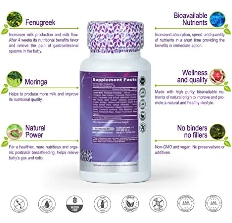 You're Natural Lactate Mom Vitaminas De Apoyo Posparto Para Lactancia Materna 60 Cápsulas Vegetarianas