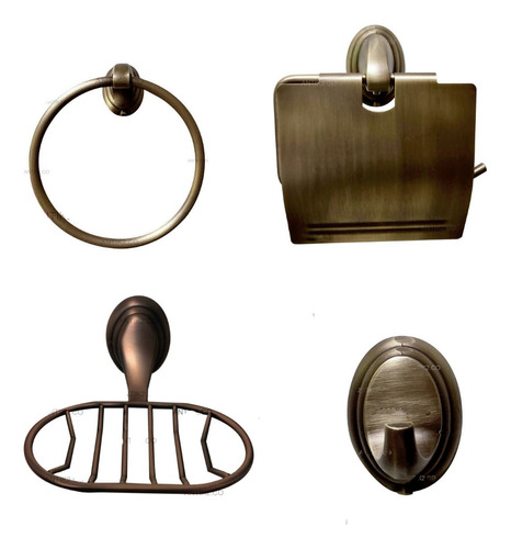 Juego Accesorios Vintage Bronce Antiguo X 4