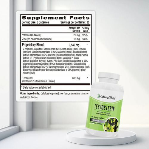 Suplemento Testosterin Salud Sexual Hombre Natural Slim Sabor Sin Sabor