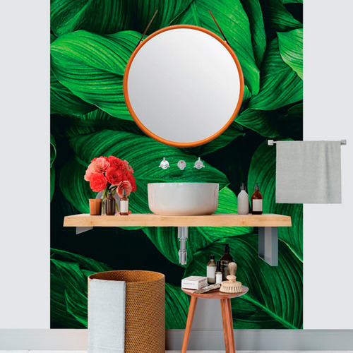 Papel De Parede Painel 3d Folhas Botanico Verde Escuro 1,5m