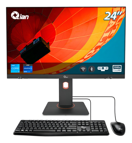 Qian All In One Qzi-24315-kw 23.8 Pulgadas 1920 X 1080, Intel Core I3-1115g4 3ghz, 16gb Drr4 3200 Mhz, 512gb Ssd, Gráficos Intel Uhd, Wi-fi 6, Bluetooth, Negro
