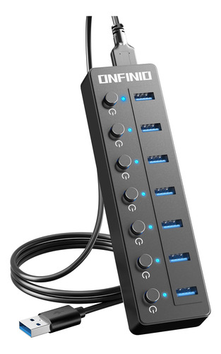 Onfinio Hub Usb 7 Puerto 3.0 Cable 3.3 Pie Multiple Led Para