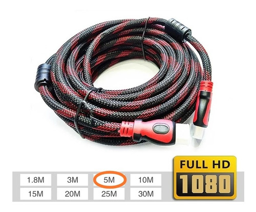 Cable Hdmi 5 Metros Full Hd 1080p Mallado C/filtro