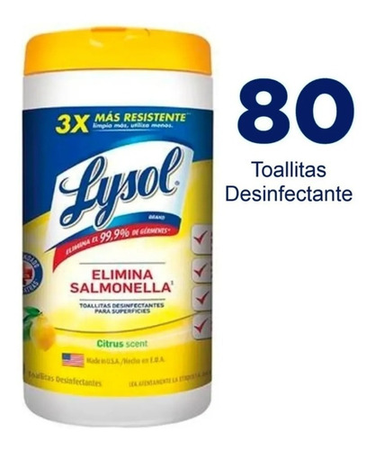 Lysol Toallitas C/80 Citrus Scent Desinfectantes