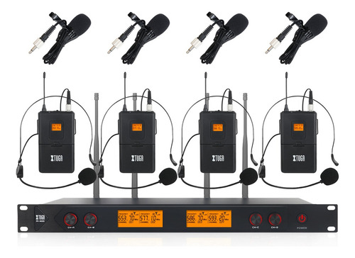 Sistema Microfonos Uhf Profesional Inalambricos Xtuga A400