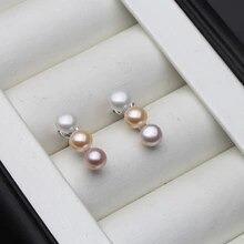 Aros De Perlas Naturales Para Mujer, Joyería Fina De Plata D