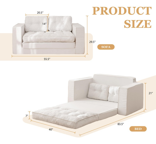 Yoshoot Sofá Cama Biplaza Sofá Cama Convertible De 55