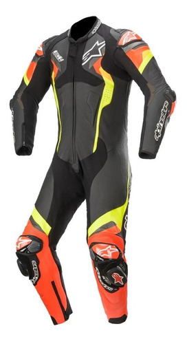 Macacão Alpinestars Atem V4 1 Peça Preto Amarelo Vermelho