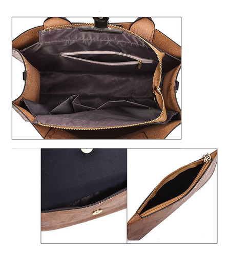 Imagen 6 de 7 de Set 3 Bolsas Mujer Dama Bolso Cartera Bandolera Tote Hombro