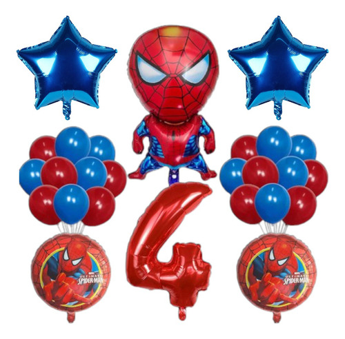 Globo Spiderman Hombre Araña Vengadores Heroes Número Fiesta