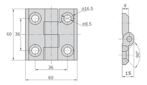 Bisagra X4 Aleación De Zinc 60x60 Motorhome Barco Carrocería