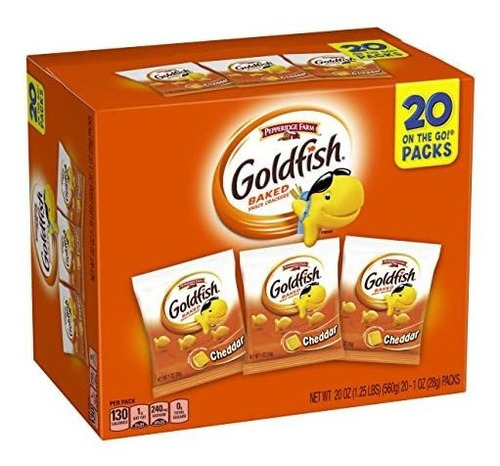 Pepperidge Farm Goldfish Cheddar Galletas, 1 Onza Bolsas, 20
