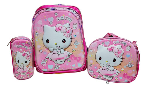 Mochila Escolar Kit/trio Para Primaria Con Luz Led, Estampado 3d (mochila, Lonchera, Lapicera) Niño/niña.