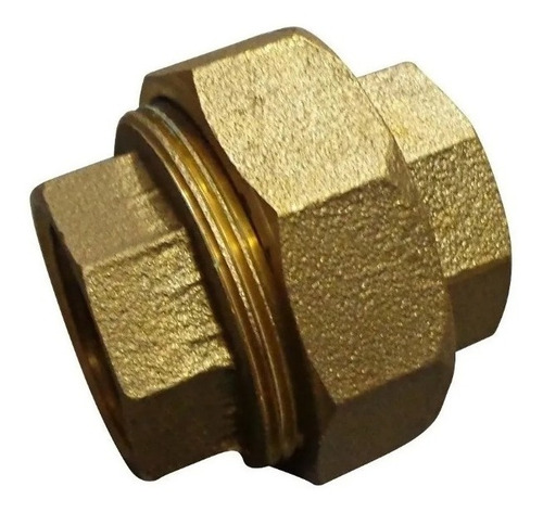 Unión Doble Conica De Bronce Roscado 1/2 Pulgada Hembra