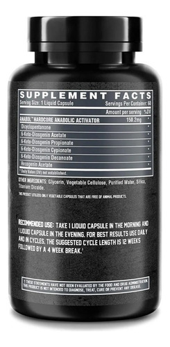Nutrex Anabol Hardcore 60cp Precursor de Testosterona Masculino Sabor Neutro