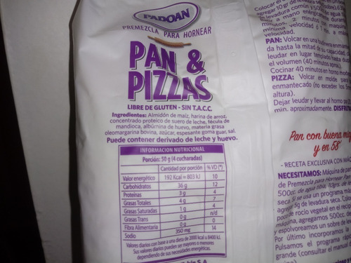 10 U Padoan P/pan Y Pizza Sin Tacc Libre De Gluten P/celíaco