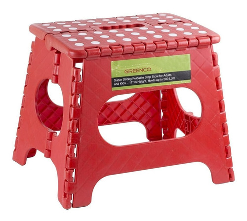 Banco Plegable Plastico Rojo 130kg Uso Rudo Escalon Chico