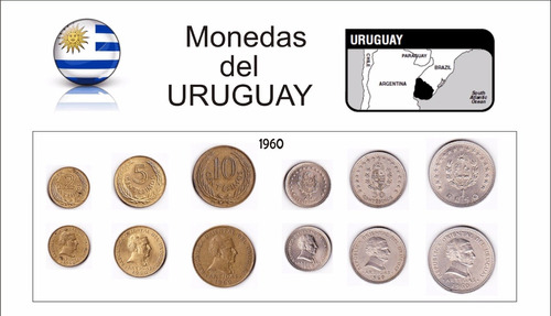 Uruguay Lote De 6 Monedas De Colección (serie Año 1960)