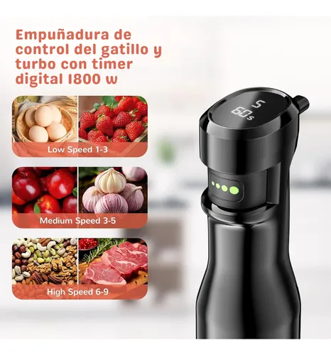 Mixer 1800w Control Digital Con Timer 9 Vel Profesional Black