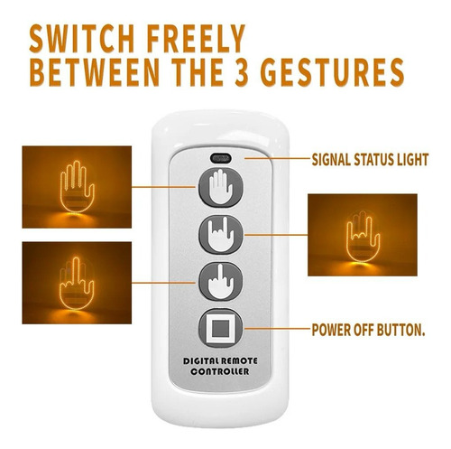 Mano Stop Señalizadora Led Gestos Control Remoto Batería Aaa