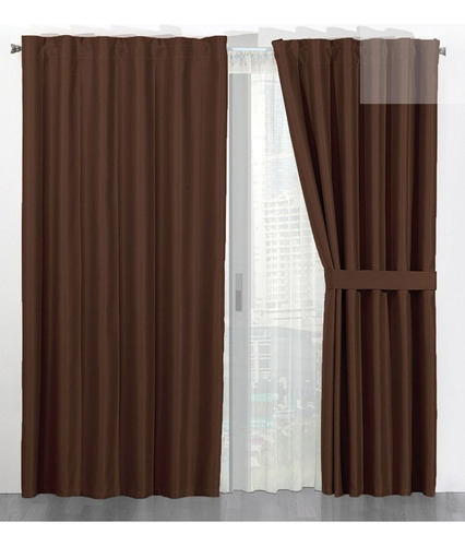 Cortinas Térmicas Blackout 100%, 2.20m Alto Bloquean Ruido Color Café