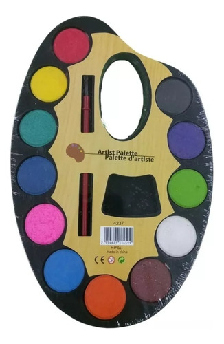 Pack X15 Acuarela Paleta Escolar 12 Colores + Pincel 