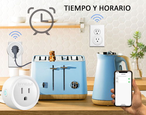 Imagen 3 de 10 de Hyiear Wifi Enchufe Inteligente Contactos, Con Alexa,google