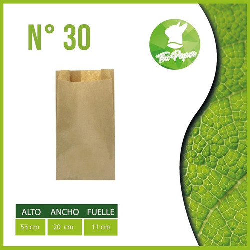 Bolsas Papel Kraft Ecologica Biodegradable No 30 Pack 1,000