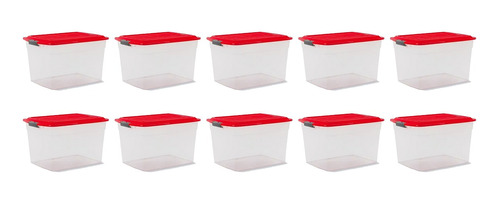 10 Cajas Organizadoras 34lts Colombraro Plastica Apilables 