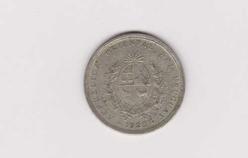Moneda Uruguay 20 Centesimos Año 1920 Plata Muy Bueno +