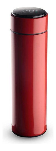 Botella termo con termómetro digital de 500 ml, color rojo