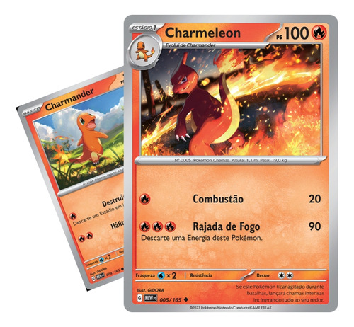 Kit Cartas Pokémon Charmander E Charmeleon Escarlate 151